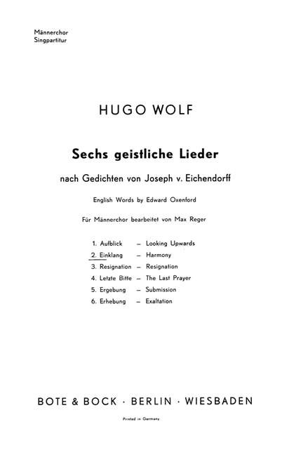 Einklang (#2 aus '6 geistliche Lieder') - cliquer ici Einklang (#2 aus '6 geistliche Lieder') - cliquer ici