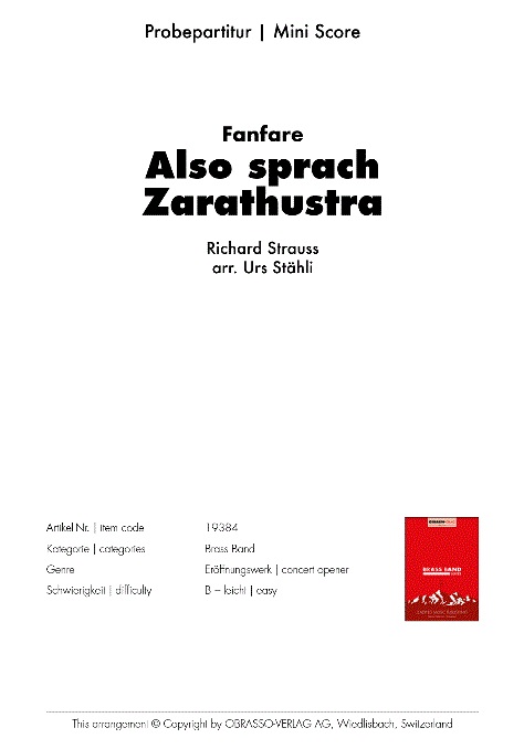 Also sprach Zarathustra (Fanfare) - cliquer ici