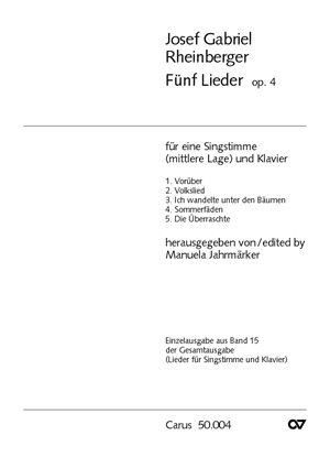 Rheinberger: F�nf Lieder op. 4 - cliquer ici