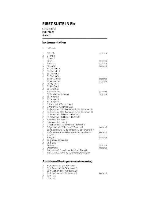 First Suite in Eb - cliquer ici