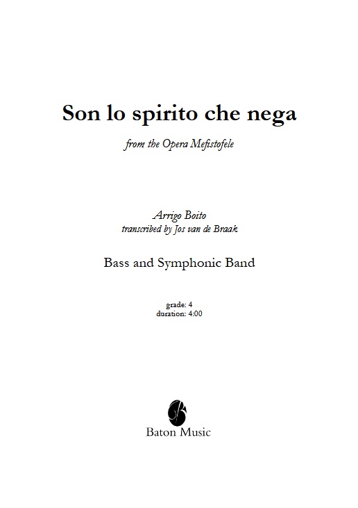 Son lo spirito che nega (from the Opera 'Mefistofele') - cliquer ici