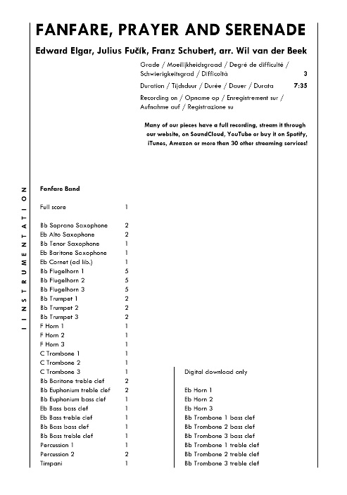 Fanfare, Prayer and Serenade - cliquer ici