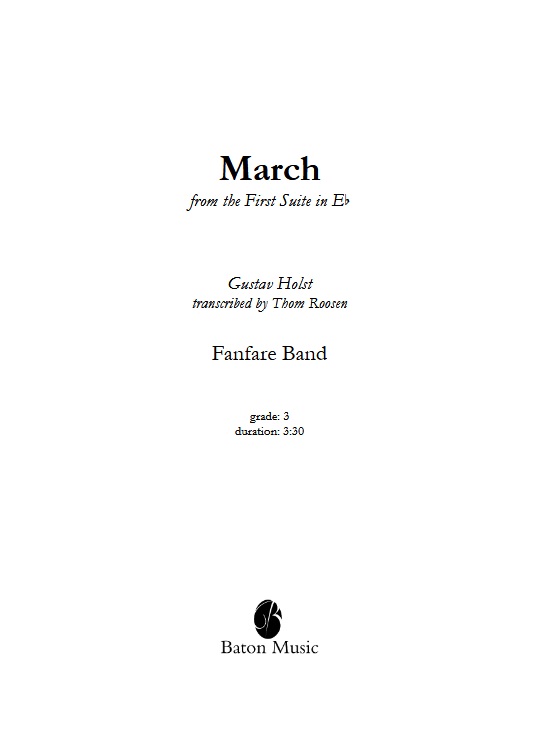 March from the 'First Suite in E-flat' - cliquer ici