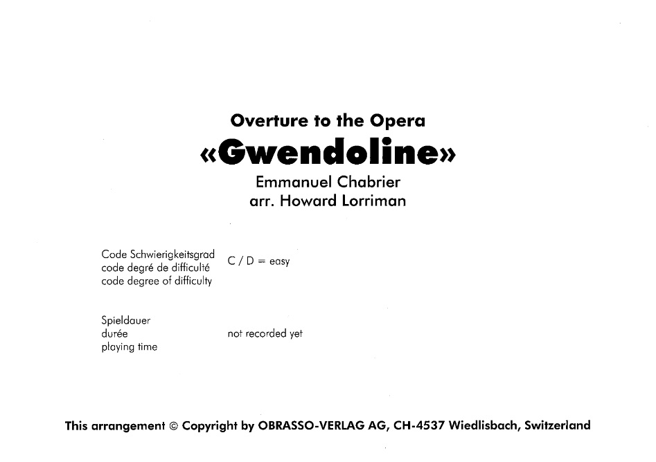 Overture to the Opera 'Gwendoline' - cliquer ici