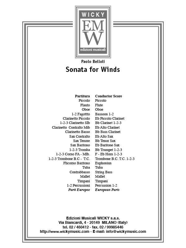 Sonata for Winds - cliquer ici Sonata for Winds - cliquer ici