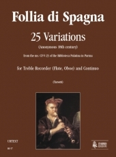 Follia di Spagna. 25 Variations for Treble Recorder (Flute, Oboe) and Continuo - cliquer ici