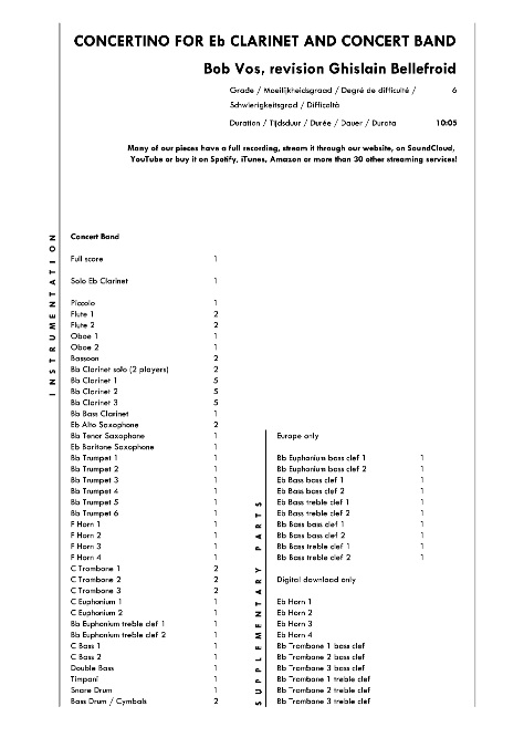 Concertino for Eb Clarinet and Concert Band - cliquer ici