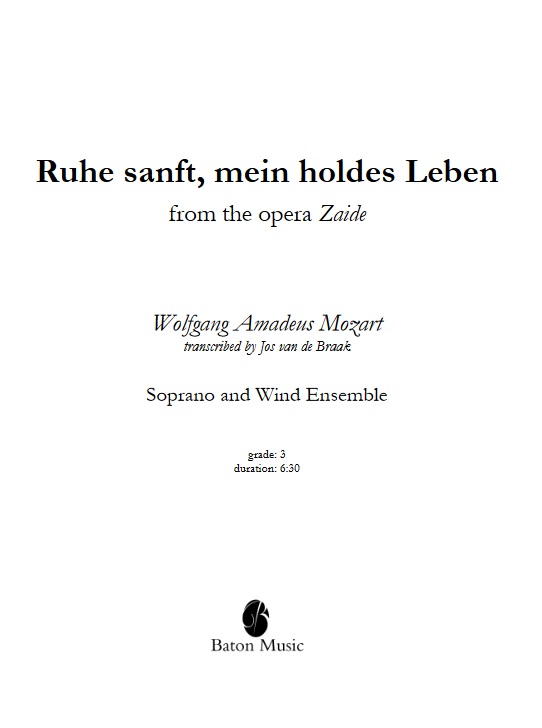 Ruhe sanft, mein holdes Leben (aus der Oper 'Das Serail') - cliquer ici