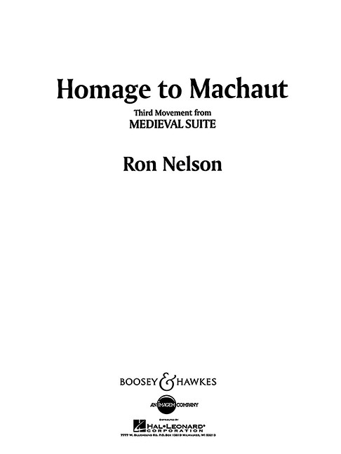 Homage to Machaut (Third Mvt. from 'Medieval Suite') - cliquer ici