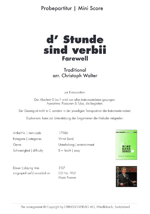 d' Stunde sind verbii (Farewell) - cliquer ici