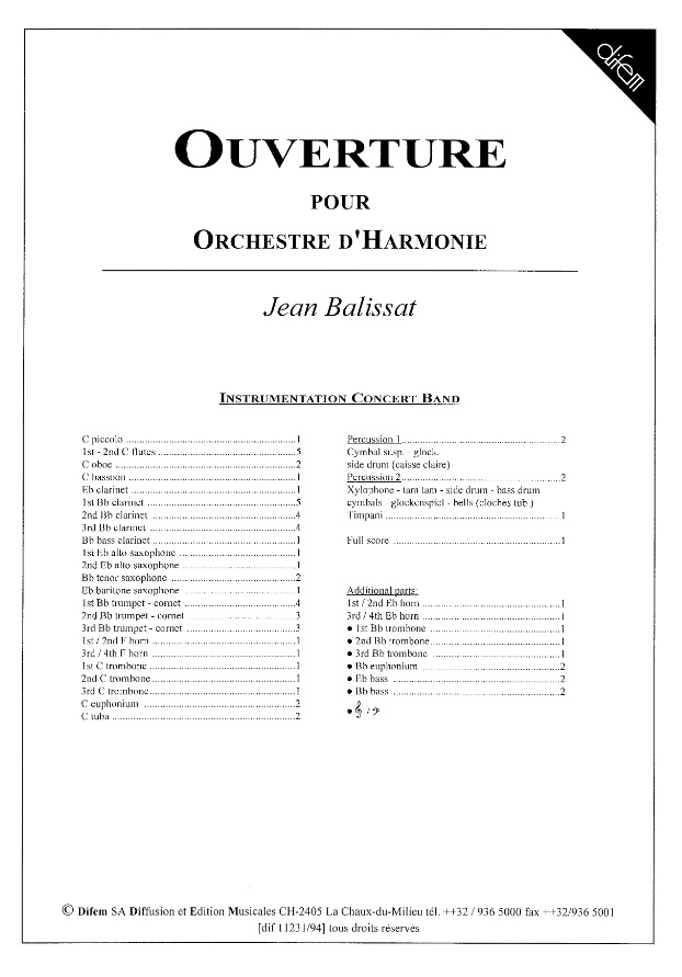 Ouverture pour Orchestre d'Harmonie - cliquer ici