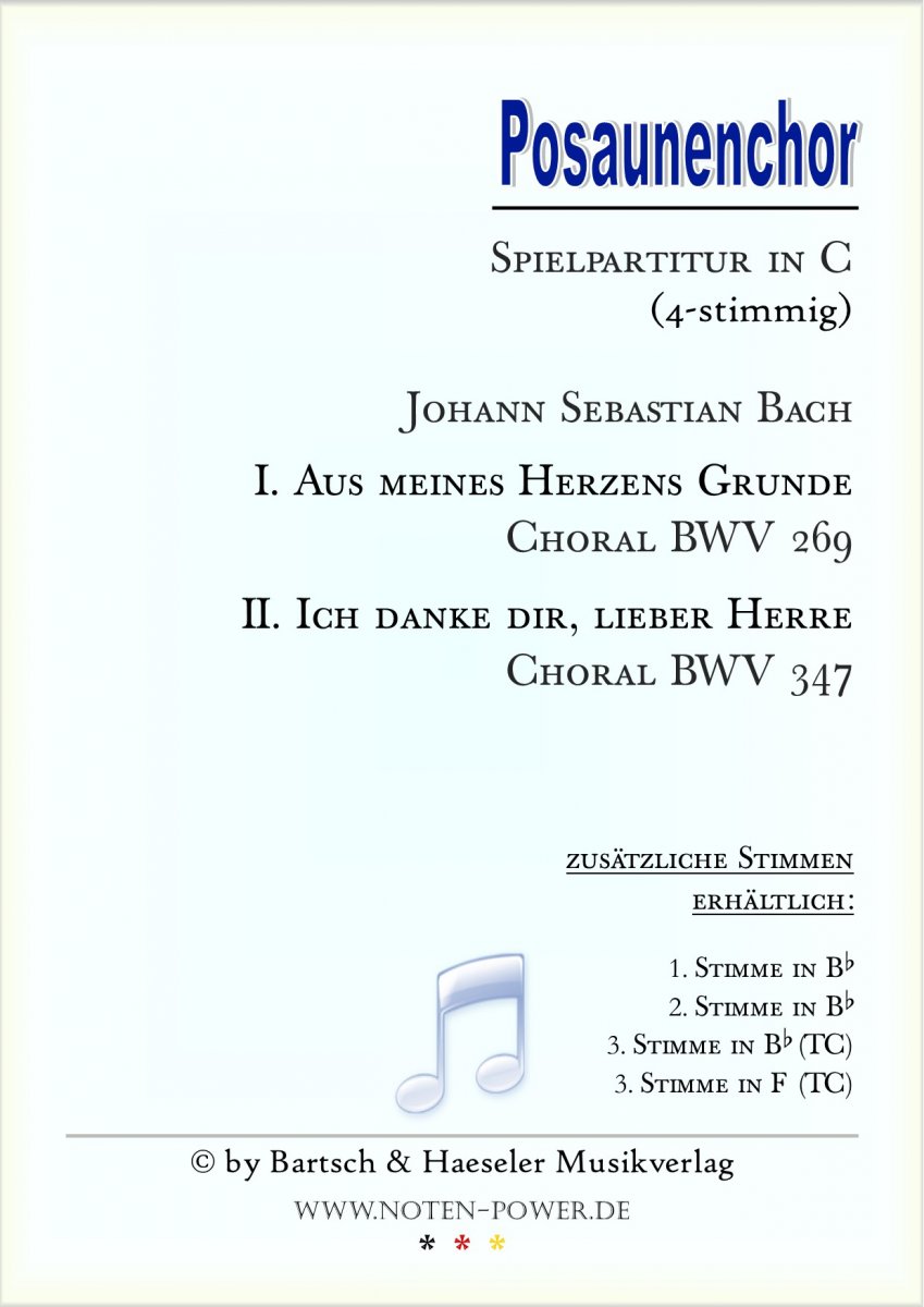 Aus meines Herzens Grunde / Ich danke dir, lieber Herre - cliquer ici