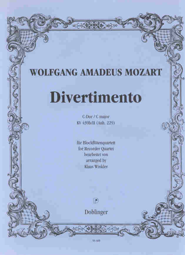 Divertimento C-Dur KV 439b #II (Anh. 229) f. Blockfltenquartett - cliquer ici